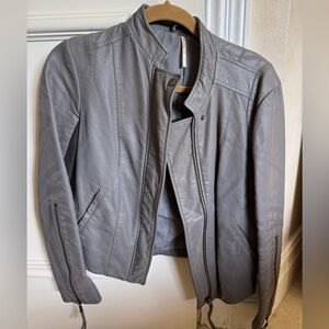Free People Gray Leather Jacket